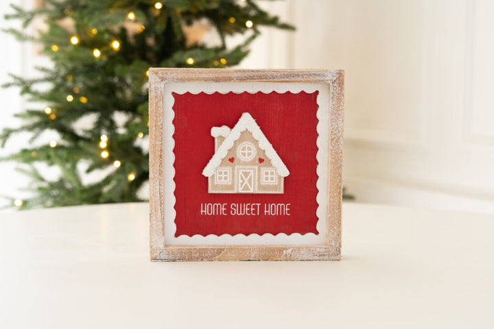 Candy Cane Home Christmas Reversible Wood Framed Art