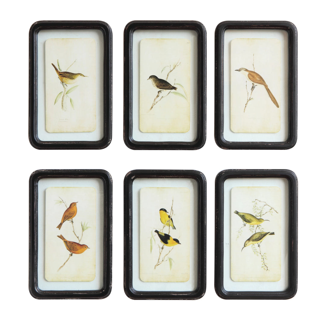 Distressed Wood Framed Bird Wall Decor- 6 Styles