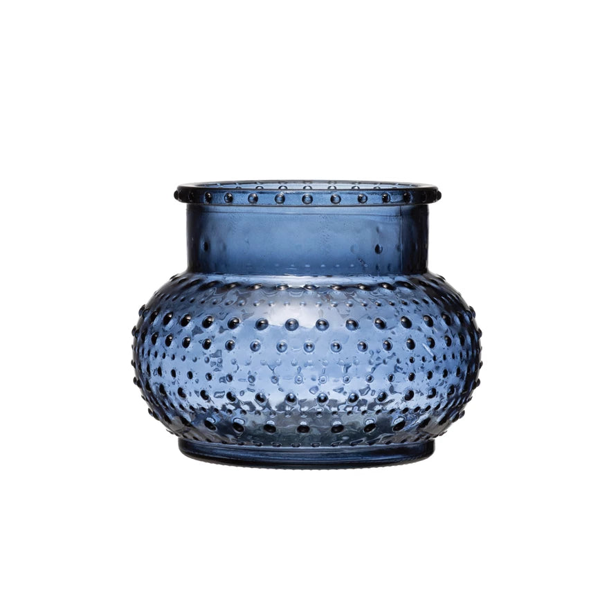 Blue Glass Hobnail Vase
