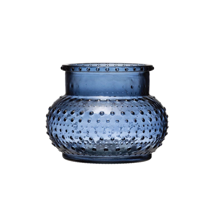 Blue Glass Hobnail Vase