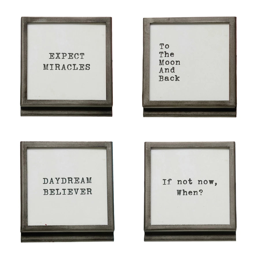Metal and Glass Framed Signage with Easels