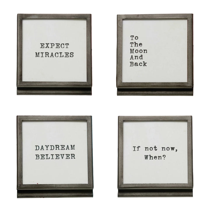 Metal and Glass Framed Signage with Easels