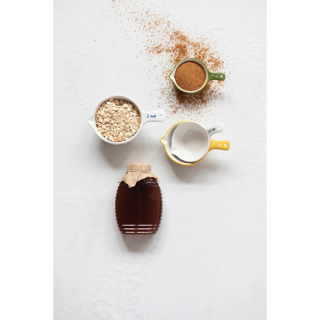 Hand-Painted Stoneware Measuring Cups, Set of 4