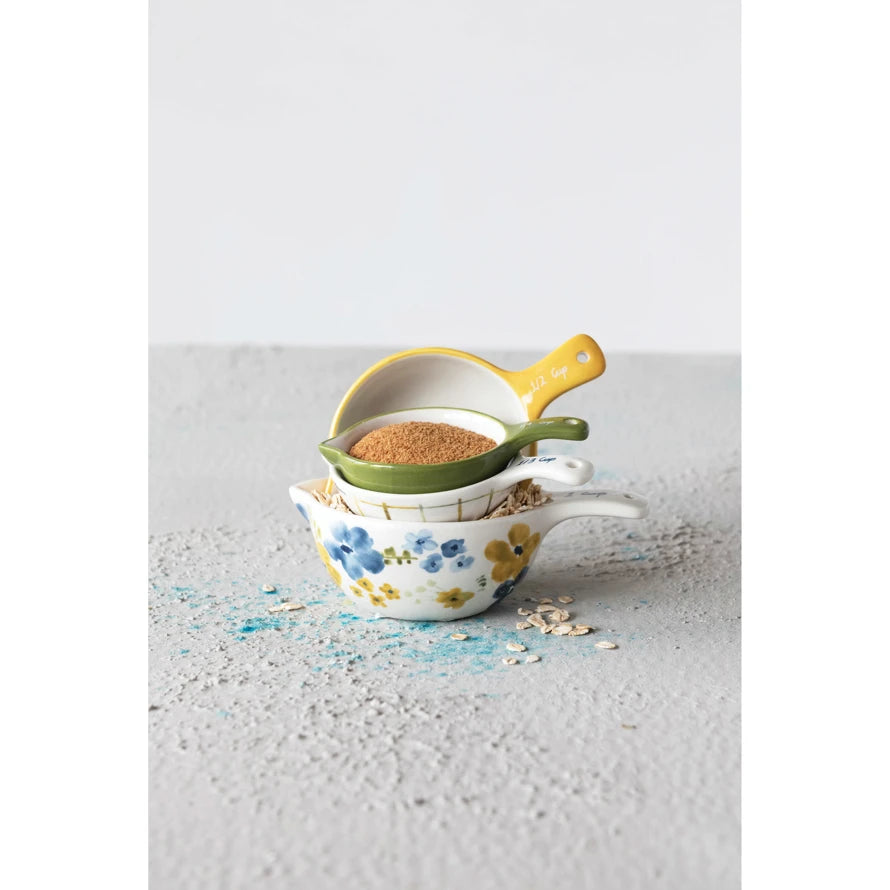 Hand-Painted Stoneware Measuring Cups, Set of 4