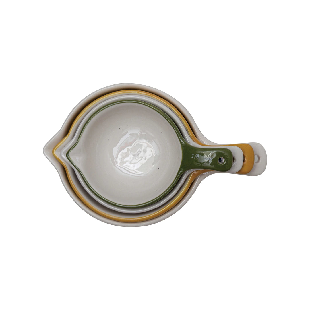 Hand-Painted Stoneware Measuring Cups, Set of 4