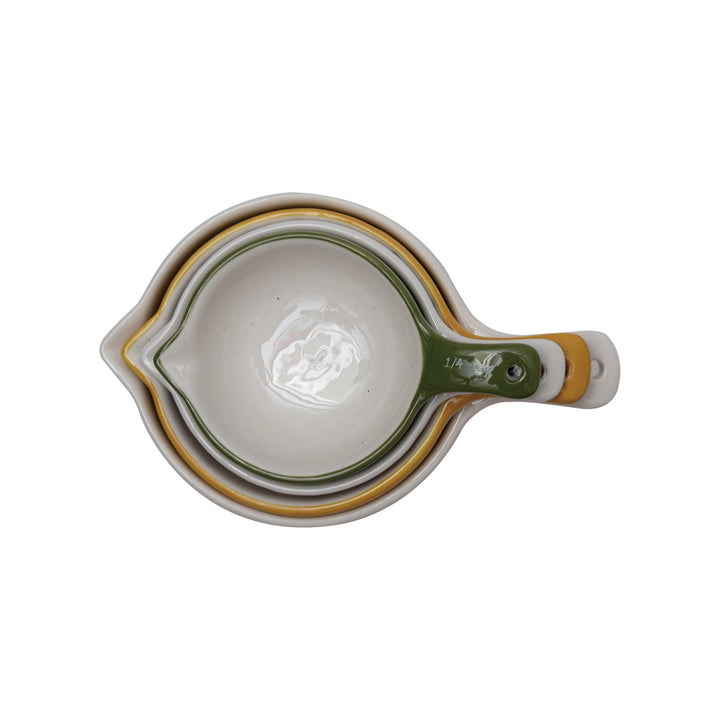 Hand-Painted Stoneware Measuring Cups, Set of 4