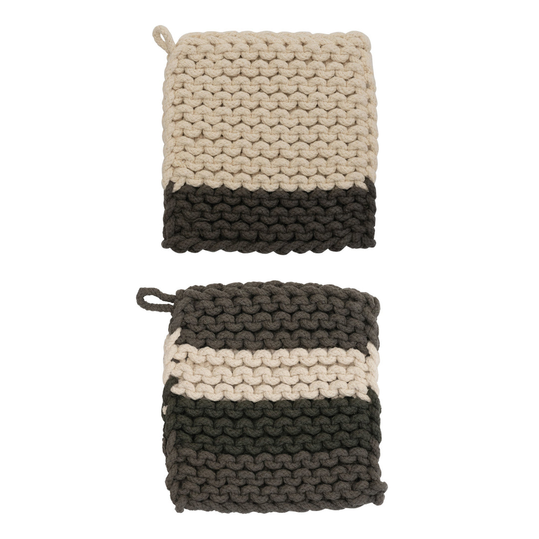 Cotton Crocheted Pot Holder, Set of 2