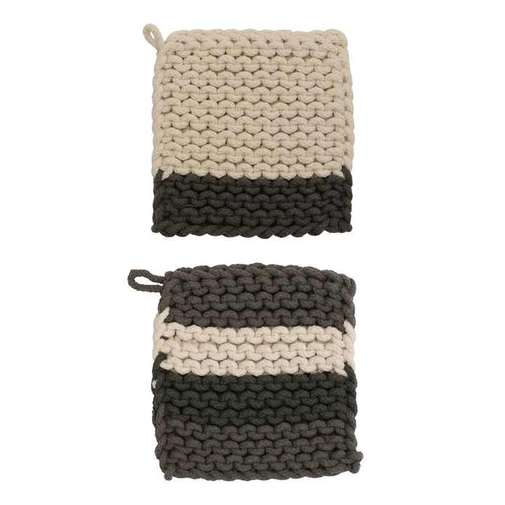 Cotton Crocheted Pot Holder, Set of 2