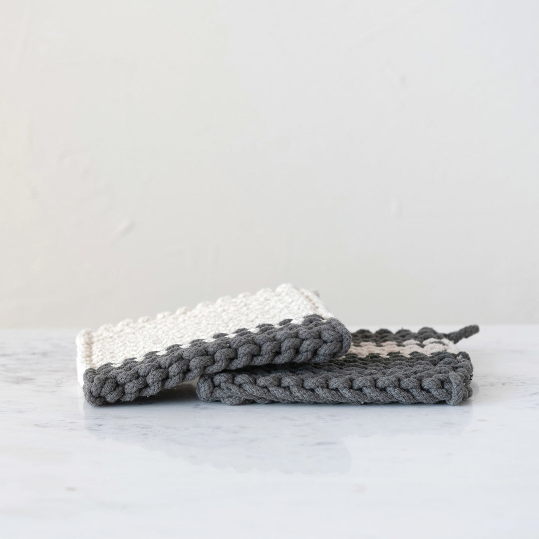 Cotton Crocheted Pot Holder, Set of 2