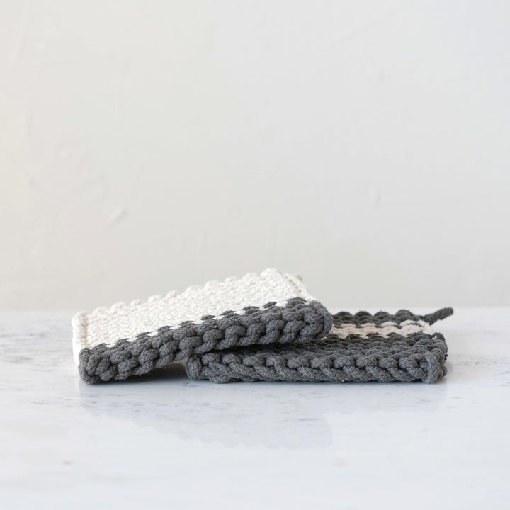 Cotton Crocheted Pot Holder, Set of 2