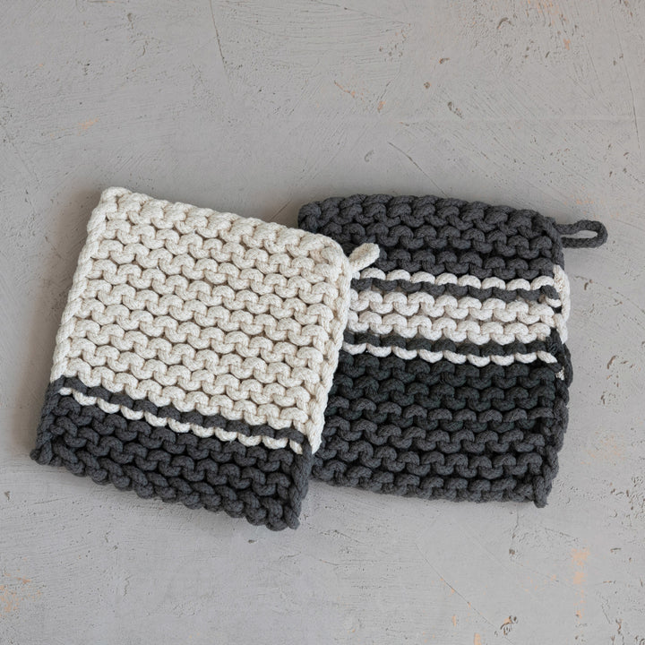 Cotton Crocheted Pot Holder, Set of 2