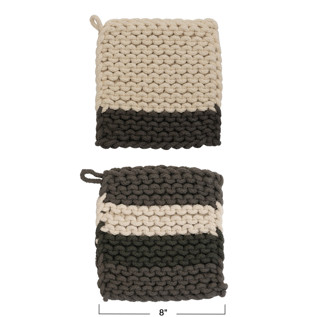 Cotton Crocheted Pot Holder, Set of 2