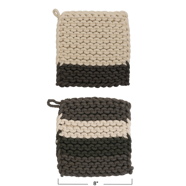 Cotton Crocheted Pot Holder, Set of 2