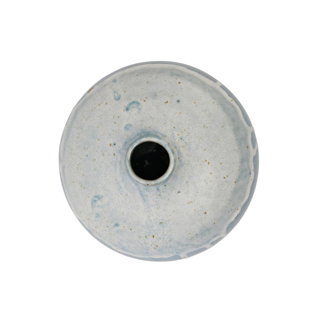 Stoneware Vase, Grey & Cream Color