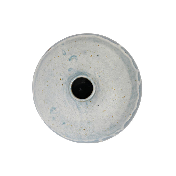 Stoneware Vase, Grey & Cream Color