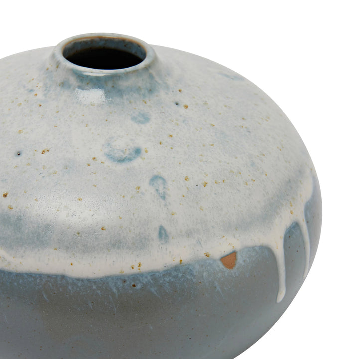 Stoneware Vase, Grey & Cream Color