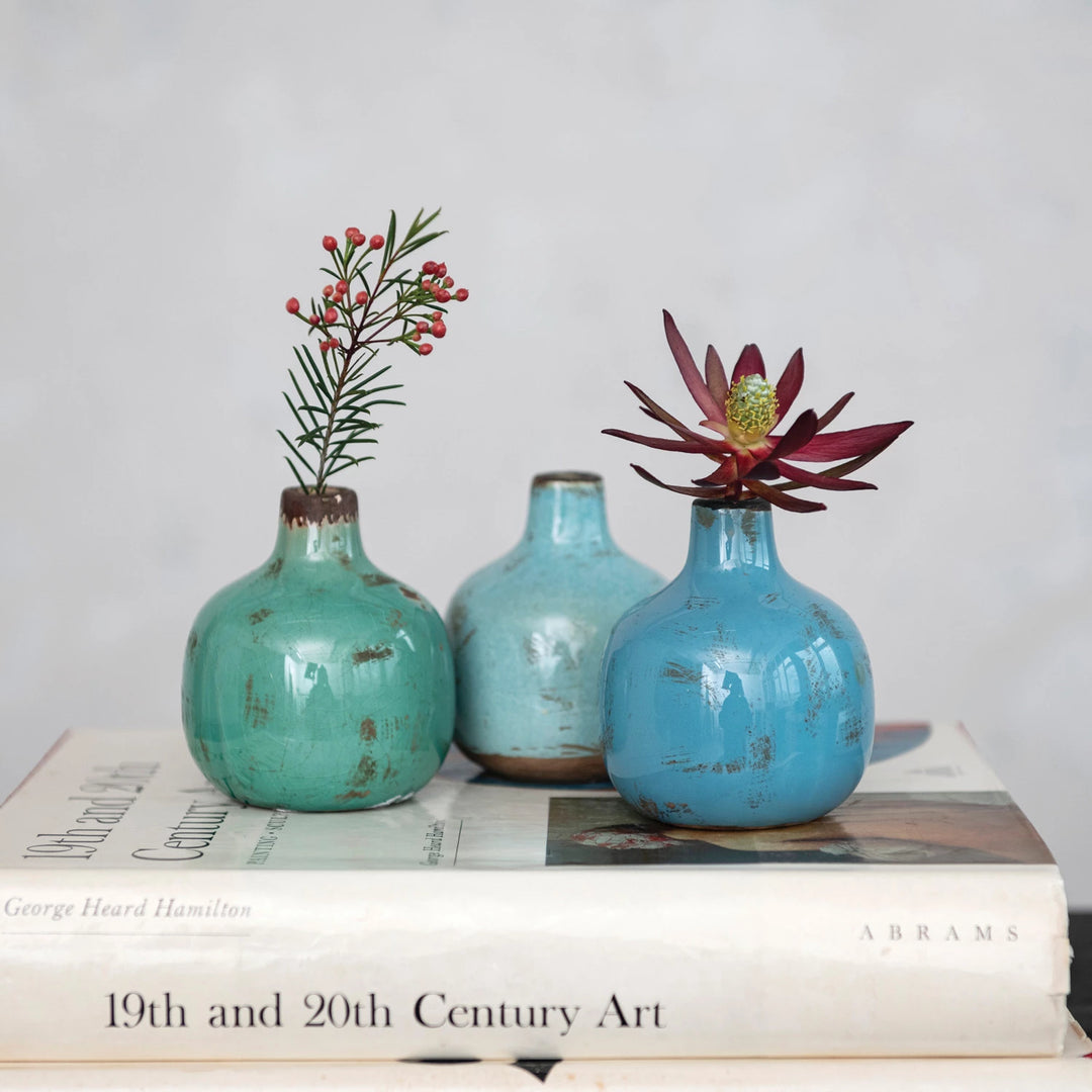 Terra-cotta Vase, Distressed Finish, 3 Colors