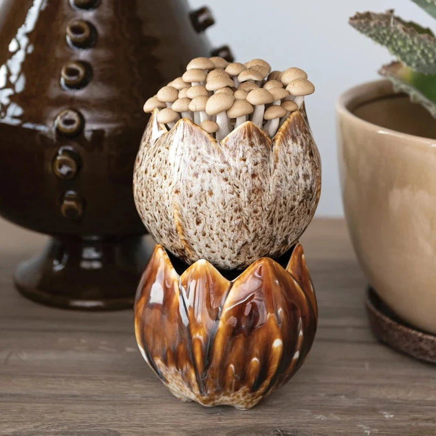 Stoneware Flower Shaped Planter - 2 Styles