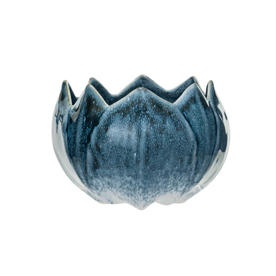 Stoneware Planter, Reactive Glaze, Blue