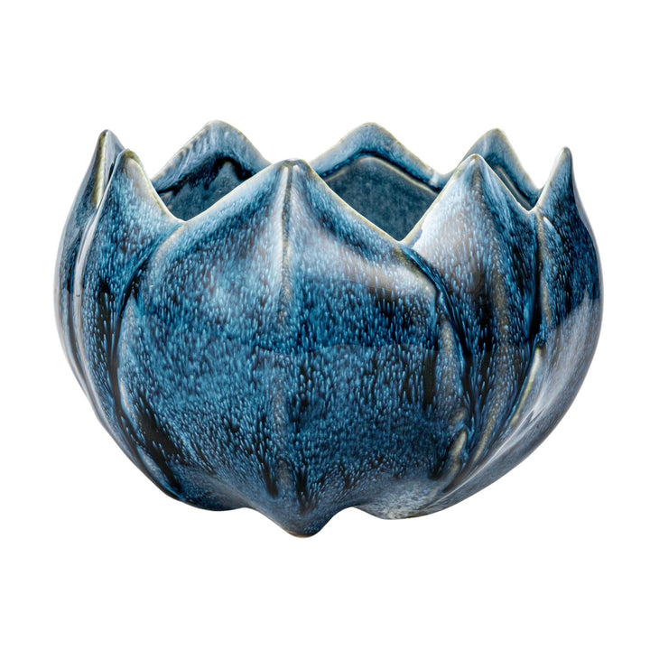 Stoneware Planter, Reactive Glaze, Blue