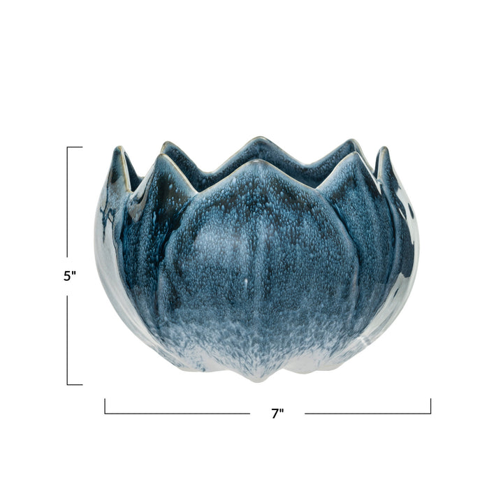 Stoneware Planter, Reactive Glaze, Blue