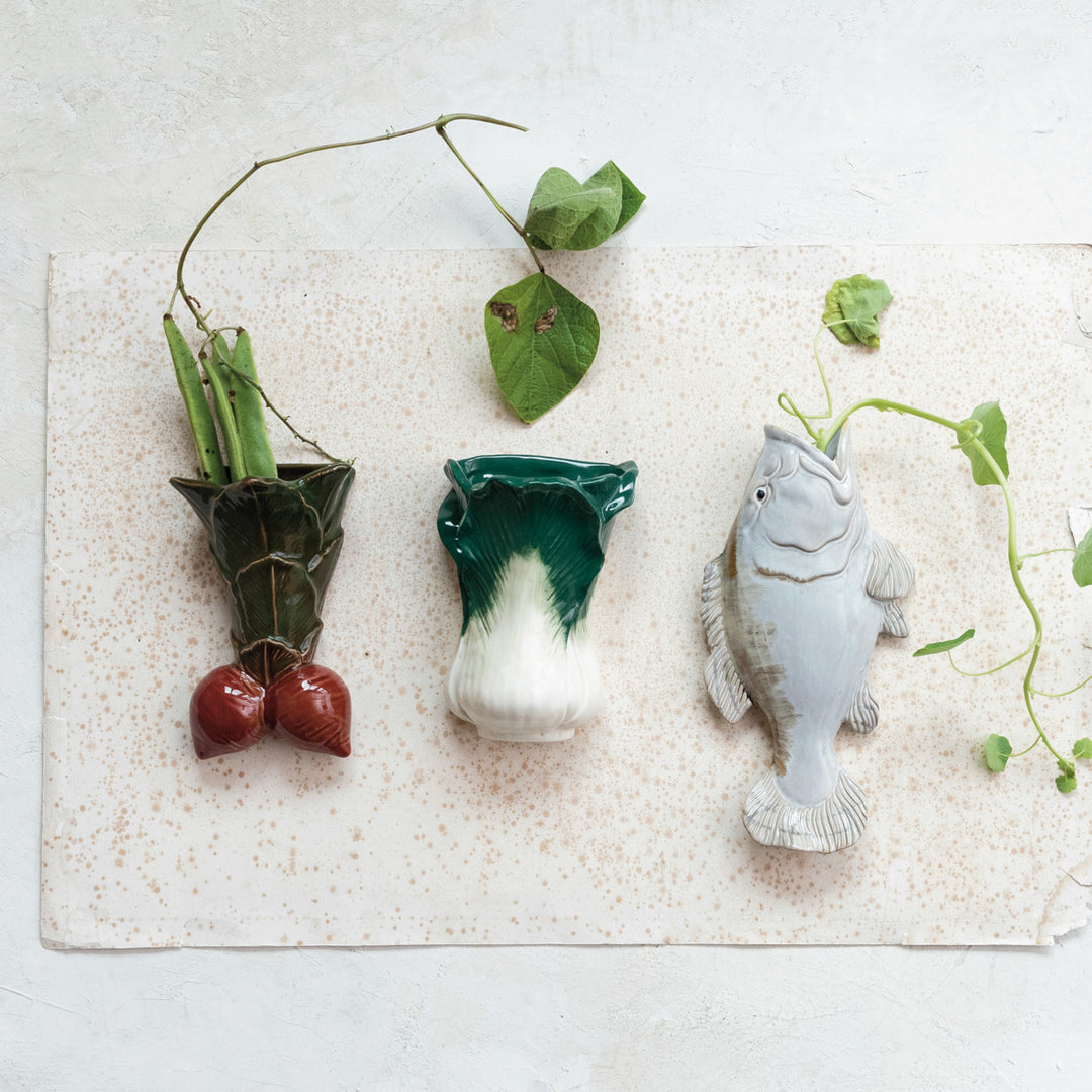 Stoneware Fish Shaped Wall Vase
