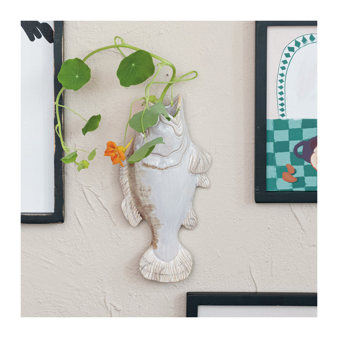 Stoneware Fish Shaped Wall Vase