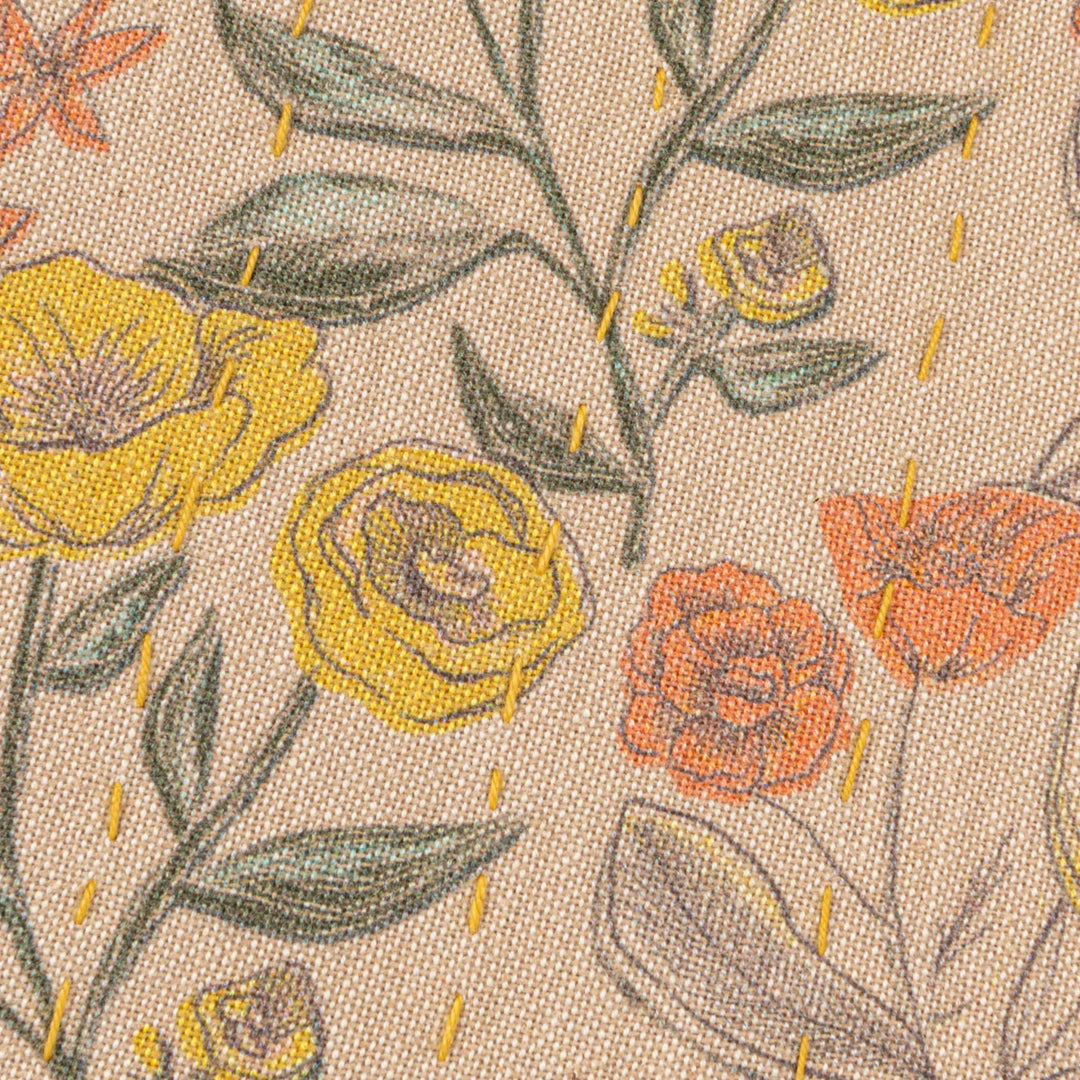 Cotton Printed Floral Pillow with Hand Stitching