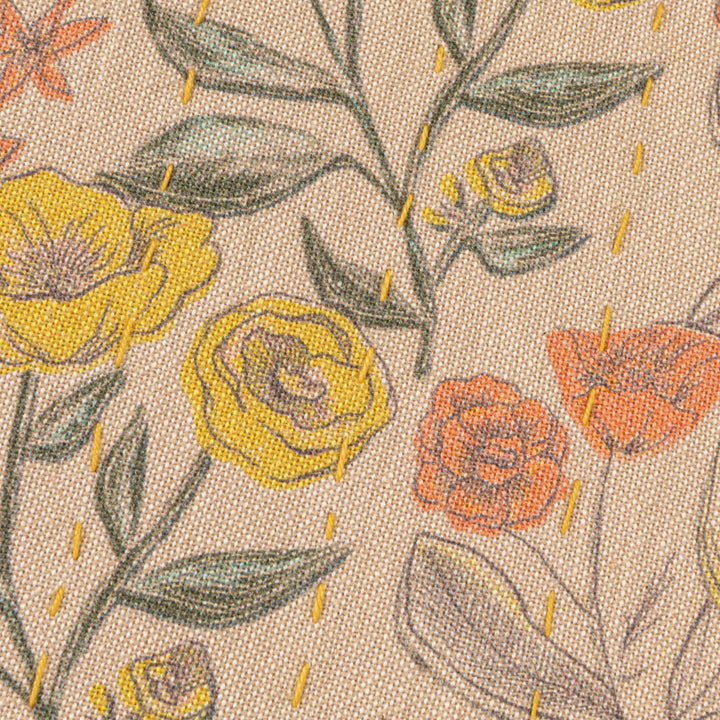 Cotton Printed Floral Pillow with Hand Stitching