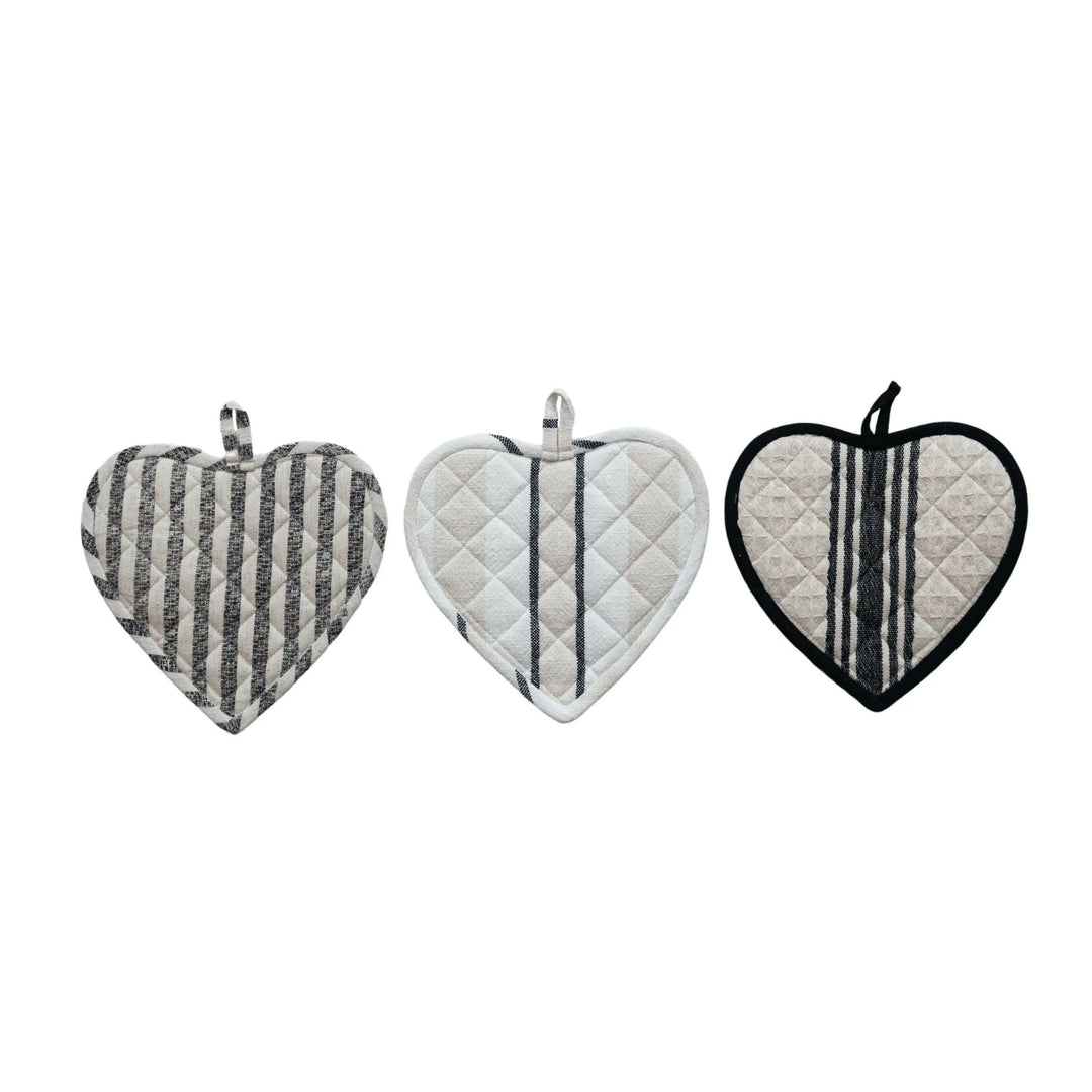 Heart Shaped Potholder with Stripes - 3 Styles