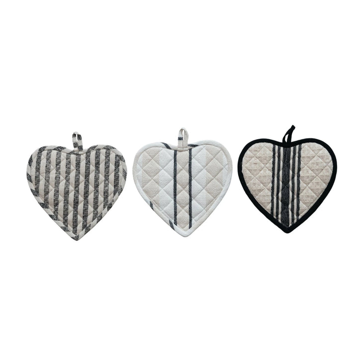 Heart Shaped Potholder with Stripes - 3 Styles