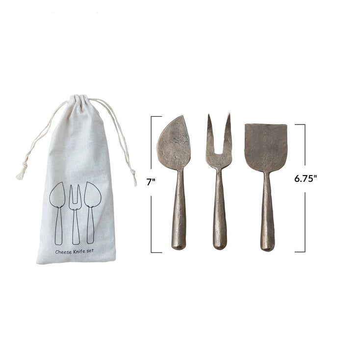 Hand-Forged Metal Cheese Servers, Set of 3