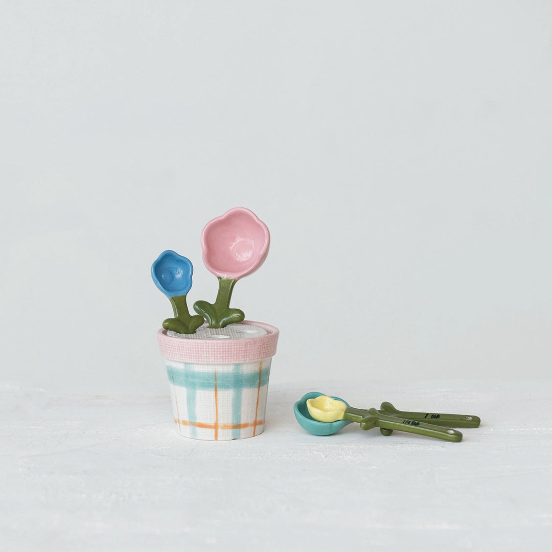Flower Measuring Spoon Set with Pot