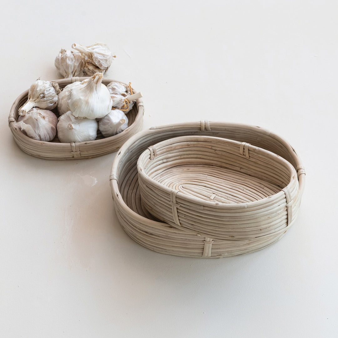 Oval Hand-Woven Rattan Baskets, Choose from 3 sizes
