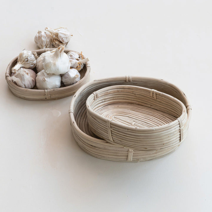 Oval Hand-Woven Rattan Baskets, Choose from 3 sizes