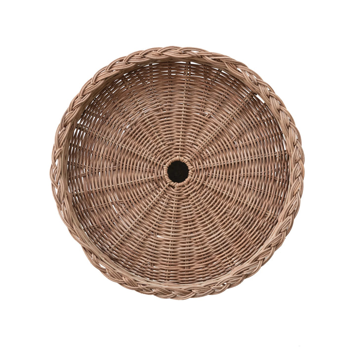 Hand-Woven Rattan Pedestal with Braided Rim, Natural