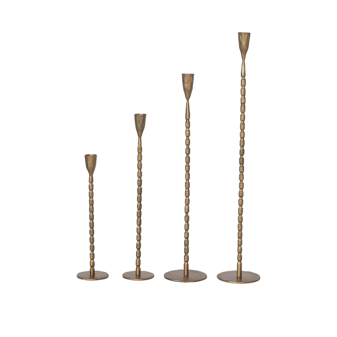 Set of 4 Hand-Forged Cast Iron Taper Holders