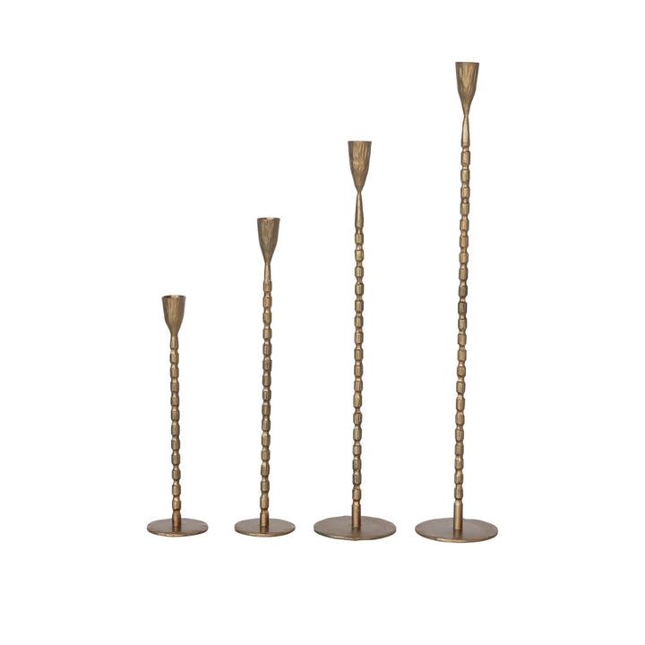Set of 4 Hand-Forged Cast Iron Taper Holders