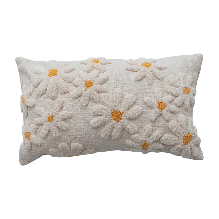 Lumbar Pillow with Tufted Flowers