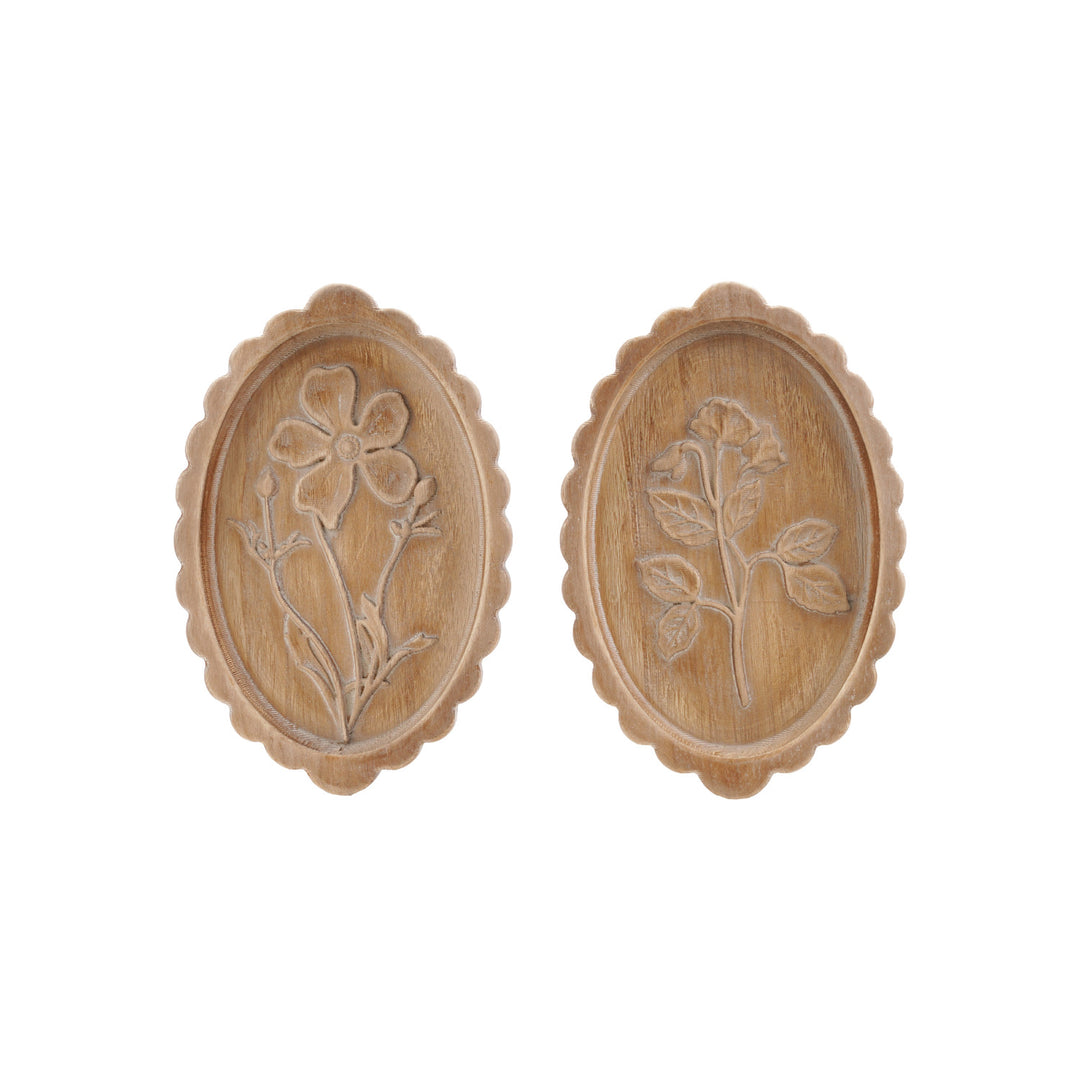 Etched Botanicals Wood Scalloped Wall Decor, 2 Styles