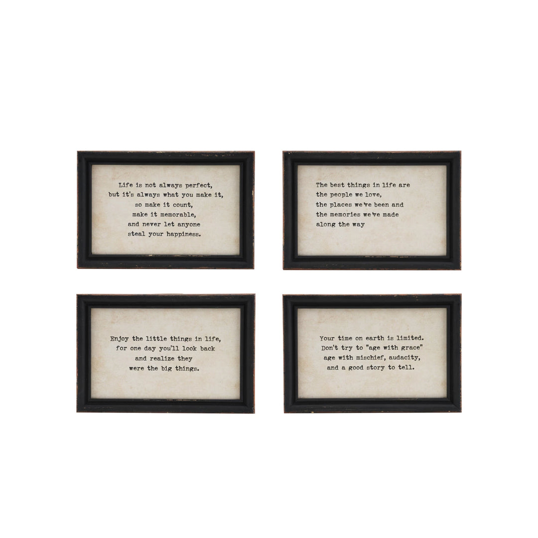 Wood Framed Wall Decor with Saying - 4 Styles