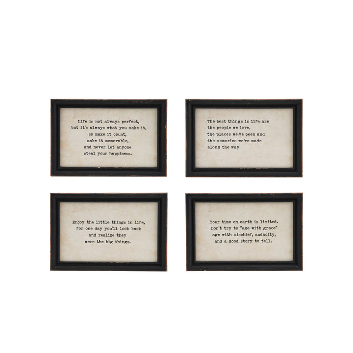 Wood Framed Wall Decor with Saying - 4 Styles