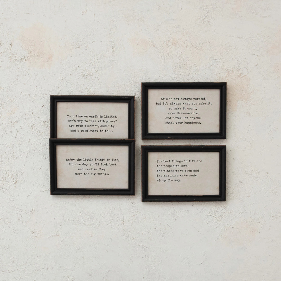 Wood Framed Wall Decor with Saying - 4 Styles