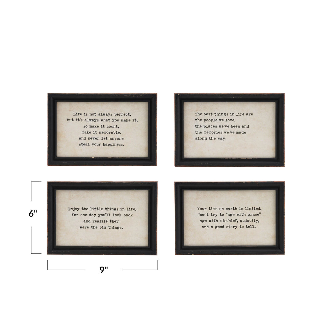 Wood Framed Wall Decor with Saying - 4 Styles