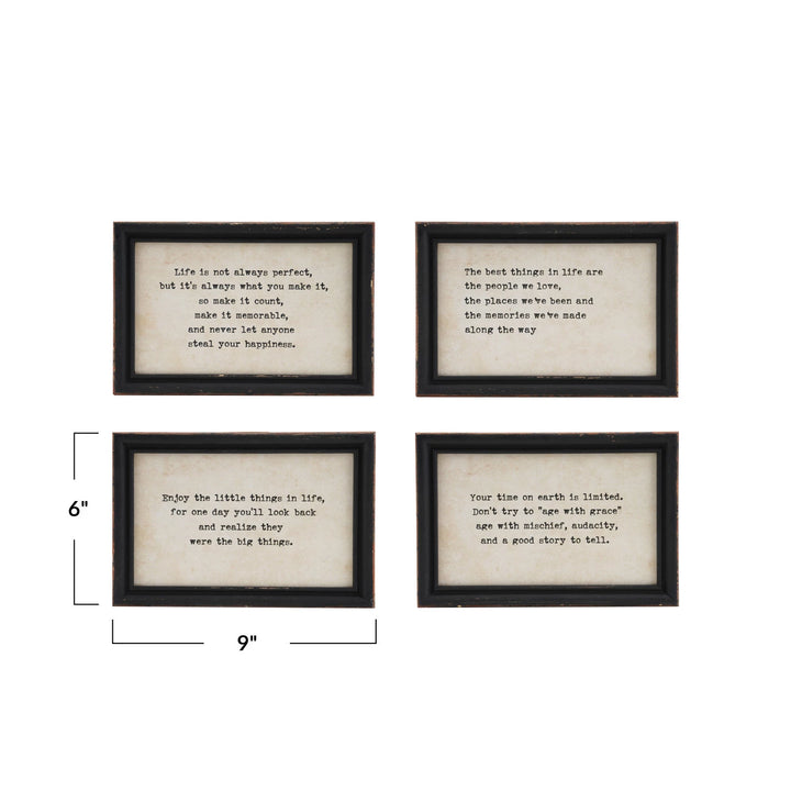 Wood Framed Wall Decor with Saying - 4 Styles