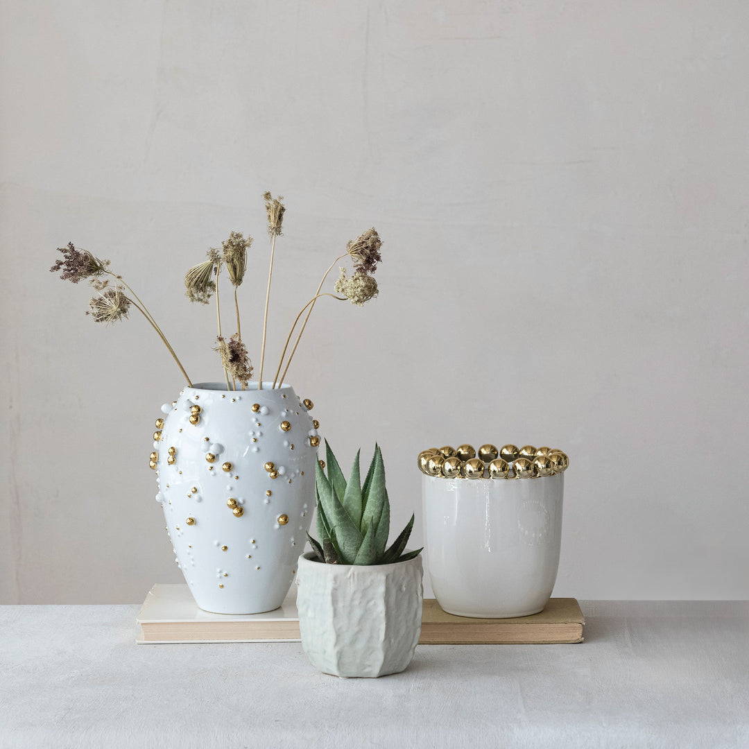 Stoneware Organic Shaped Planter, Matte Mint (Holds 4" Pot)