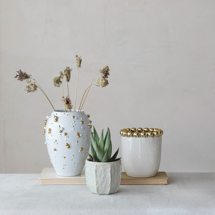 Stoneware Organic Shaped Planter, Matte Mint (Holds 4" Pot)