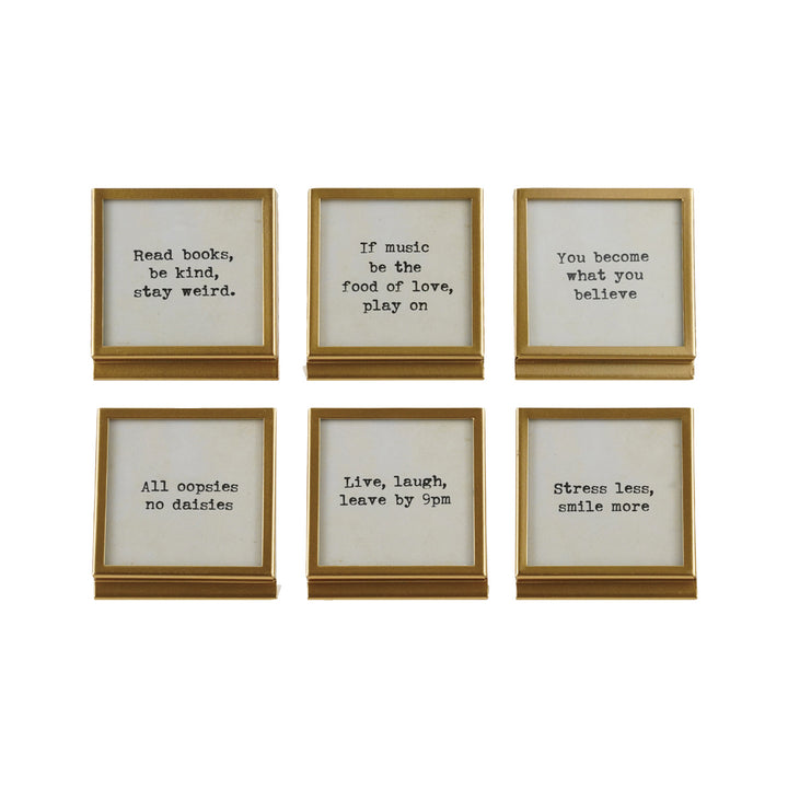 Everyday Metal & Glass Frame With Easel & Saying, 6 Styles