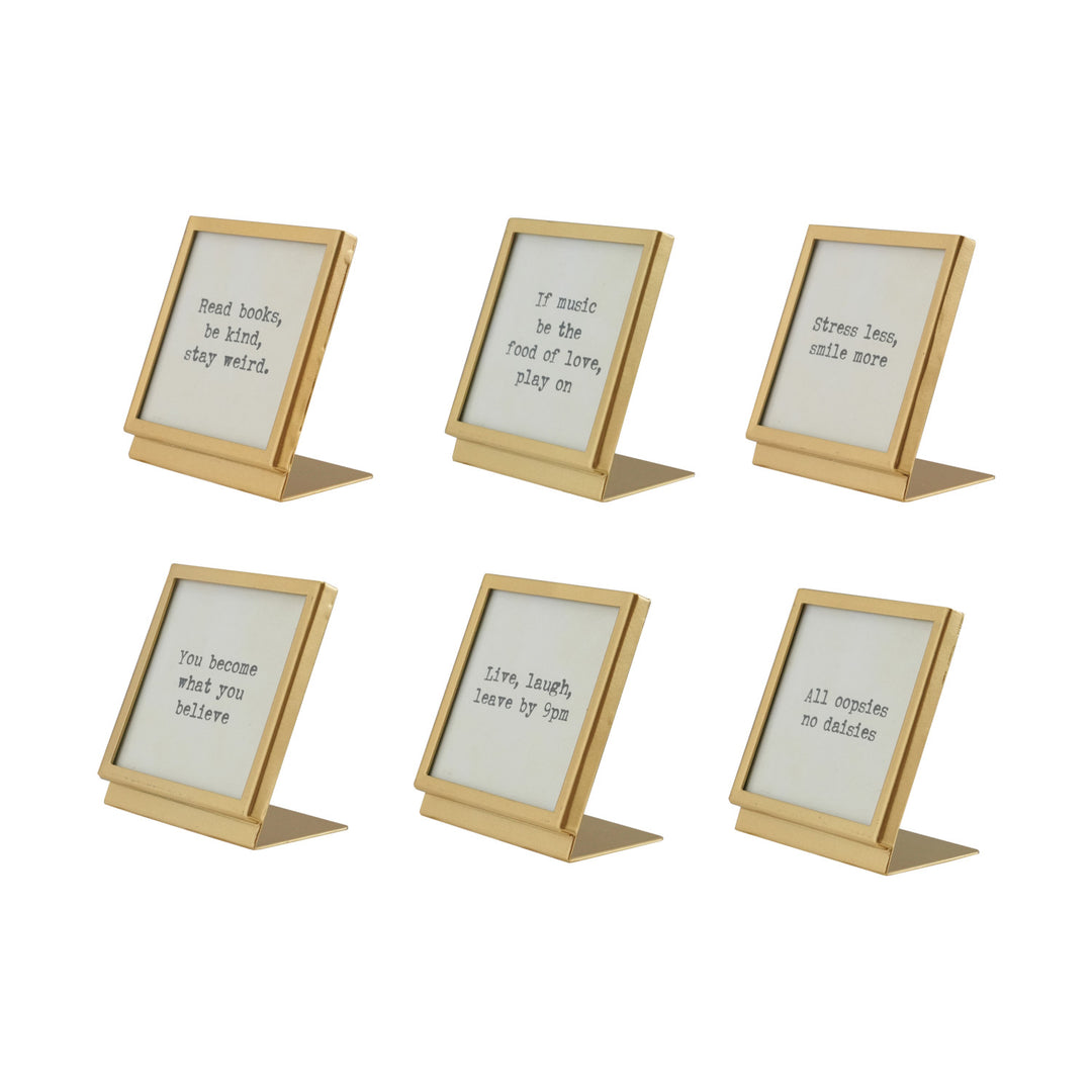 Everyday Metal & Glass Frame With Easel & Saying, 6 Styles