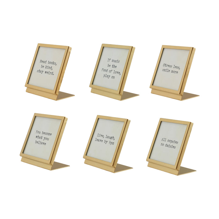 Everyday Metal & Glass Frame With Easel & Saying, 6 Styles